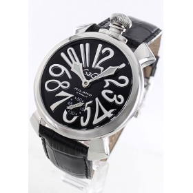 ガガミラノコピー腕時計 マニュアーレ48mm 手巻き スモールセコンド レザー ブラック メンズ 5010.04S