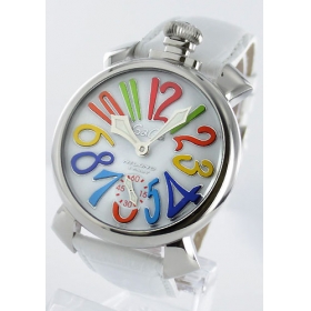 ガガミラノ コピー腕時計マニュアーレ48mm 手巻き スモールセコンド レザー ホワイト メンズ 5010.1
