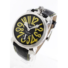 ガガミラノ コピー腕時計マニュアーレ48mm 手巻き スモールセコンド レザー ブラック メンズ 5010.12S