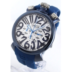 ガガミラノ時計コピー クロノ48mm ラバー ブルー/ホワイト メンズ 5050.8