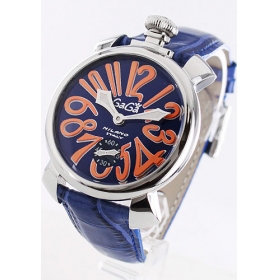 ガガミラノコピー腕時計 マニュアーレ48mm 手巻き スモールセコンド レザー ブルー メンズ ガガミラノコピー腕時計 マニュアーレ48mm 手巻き スモールセコンド レザー ブルー メンズ 5010.8