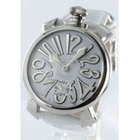 ガガミラノコピー腕時計 マニュアーレ48mm 手巻き スモールセコンド レザー ホワイト メンズ 5010.10