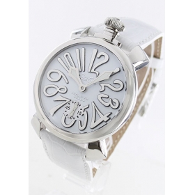 ガガミラノコピー腕時計 マニュアーレ48mm 手巻き スモールセコンド レザー ホワイト メンズ 5010.10S