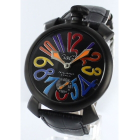 ガガミラノ腕時計コピー マニュアーレ48mm 手巻き スモールセコンド レザー ブラック メンズ 5012.3