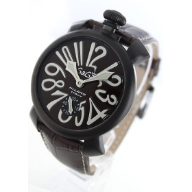 ガガミラノ腕時計コピー マニュアーレ48mm 手巻き スモールセコンド レザー ダークブラウン メンズ 5012.4