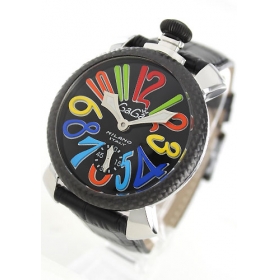 ガガミラノ 腕時計コピーマニュアーレ48mm 手巻き スモールセコンド レザー ブラック メンズ 5015S
