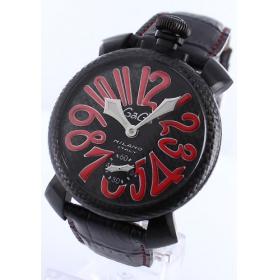 ガガミラノ コピー腕時計マニュアーレ48mm スモールセコンド レザー カーボンブラック メンズ 5016.8