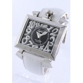 ガガミラノコピー腕時計 ナポレオーネ48mm オートマチック レザー ホワイト/ブラック メンズ 6000.2